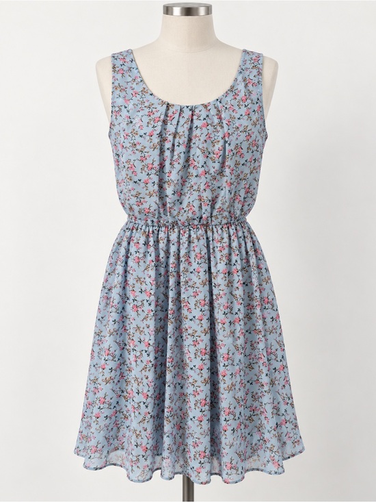 Dresses & Skirts - Light Blue Floral Sleeveless Mini Dress